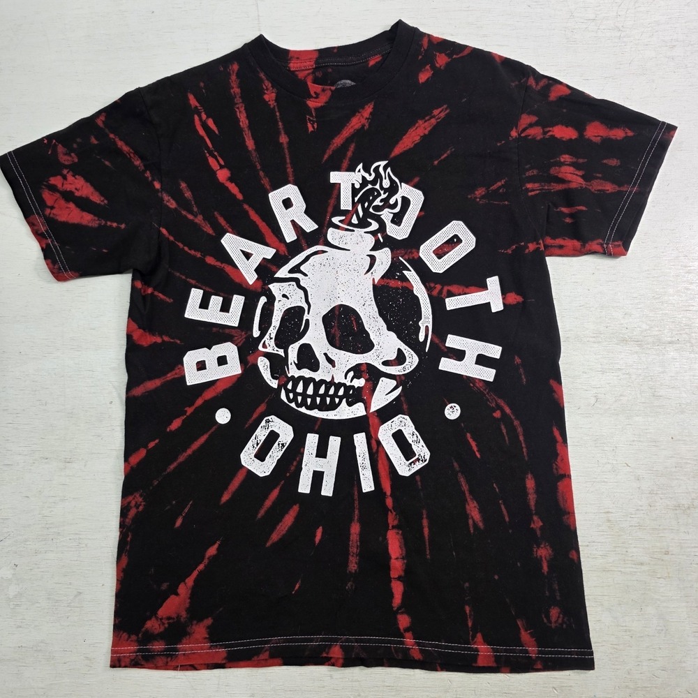 Beartooth Band Skull Metalcore Streetwear Graphic T-Shirt Tie Dye Red Black Sz S